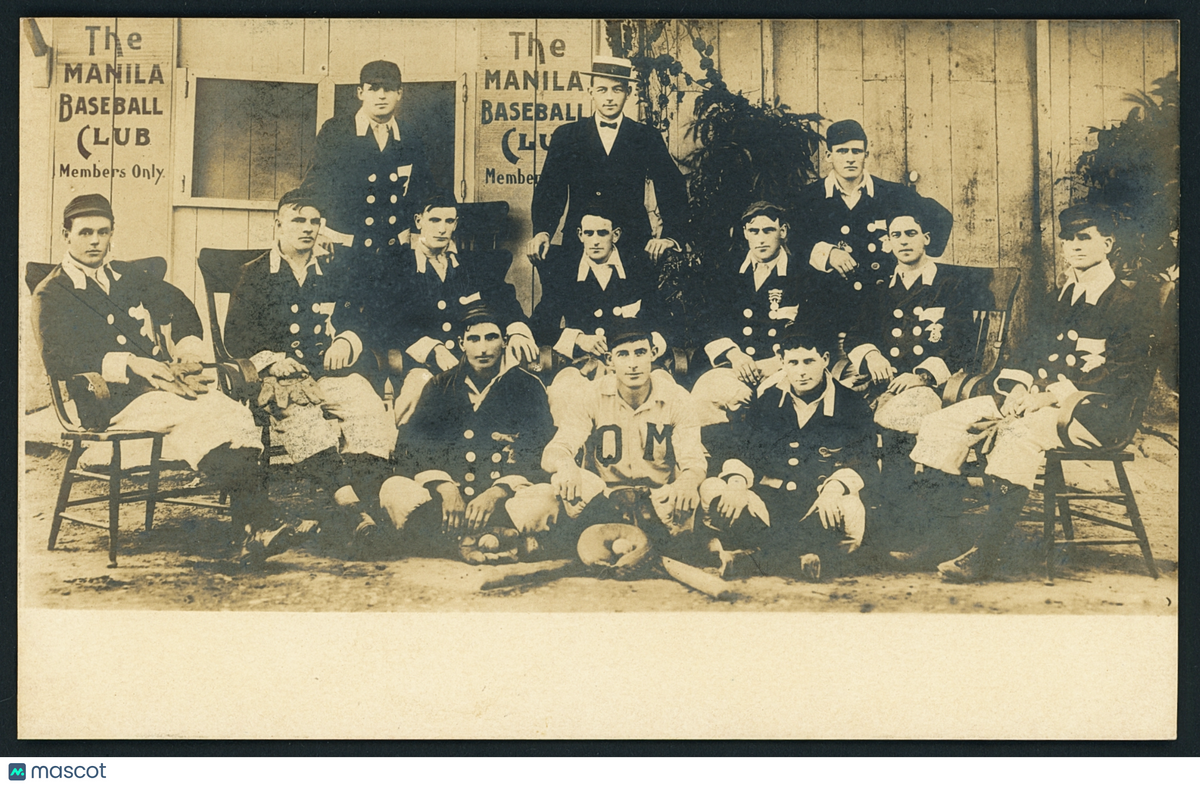 1907 Velox Original Vintage Real Photo Postcard RPPC The Manila Baseball Club