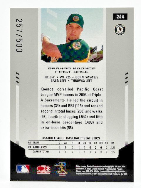 2004 Leaf Certified Materials /500 New Generation Auto #244 Graham Koonce