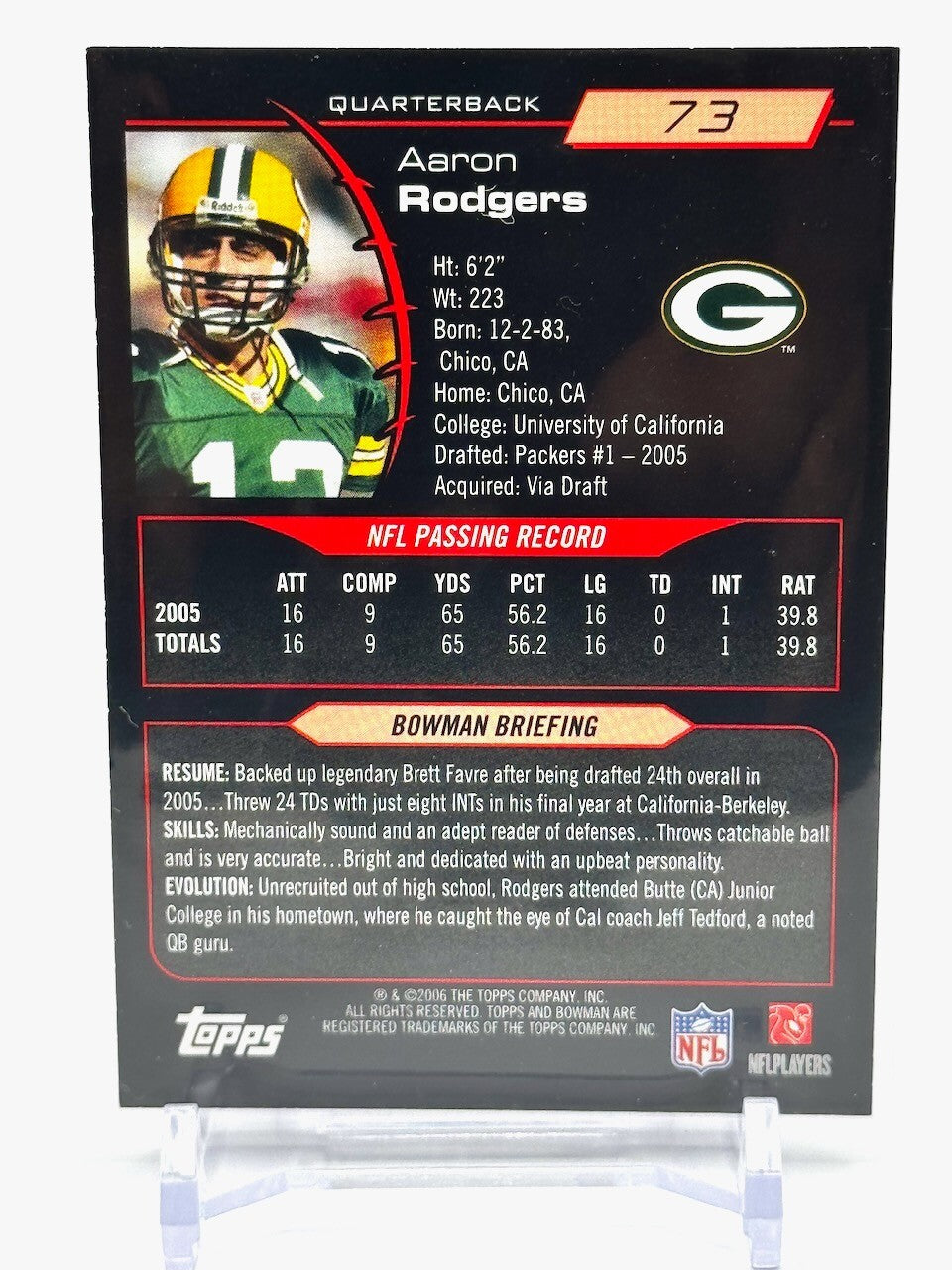 2006 BOWMAN CHROME AARON RODGERS #201 - 2ND YEAR - PACKERS
