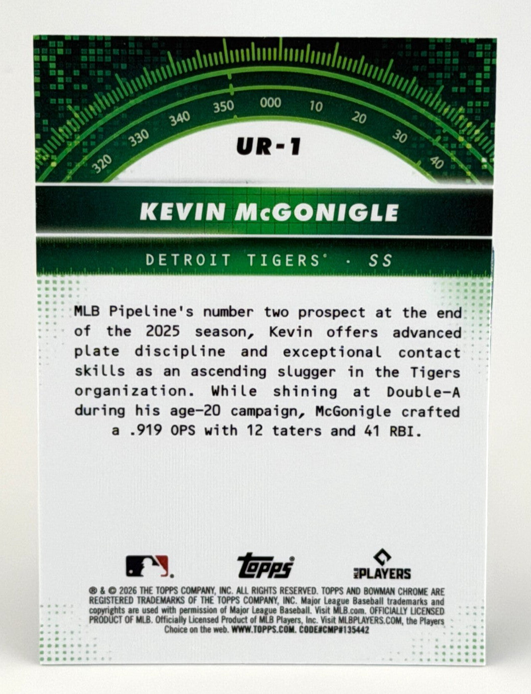 2026 Bowman Kevin McGonigle Chrome #UR-1 Under the Radar Refractor