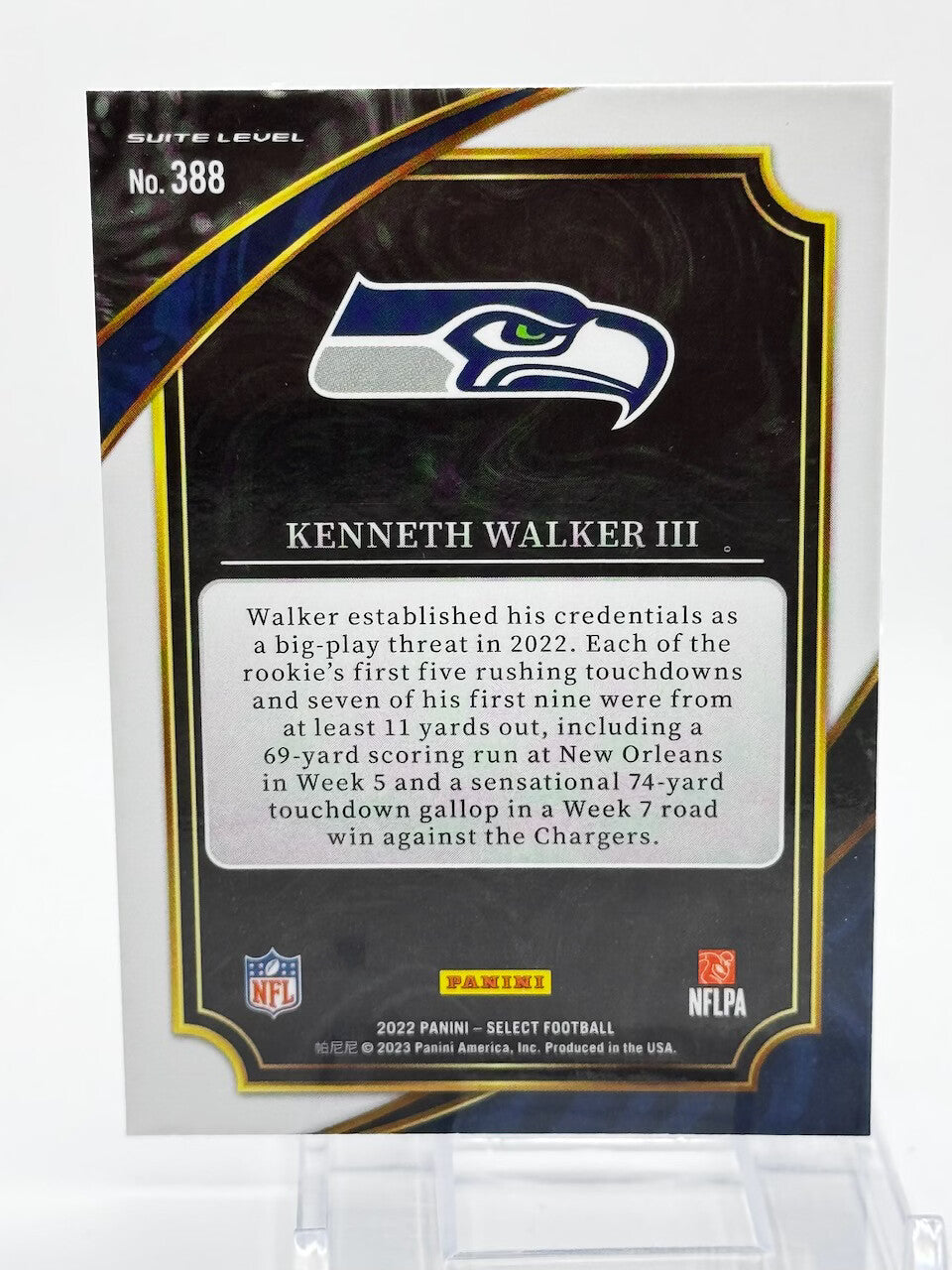 2022 Panini Select - Suite Level #388 Kenneth Walker III (RC) Seahawks Rookie