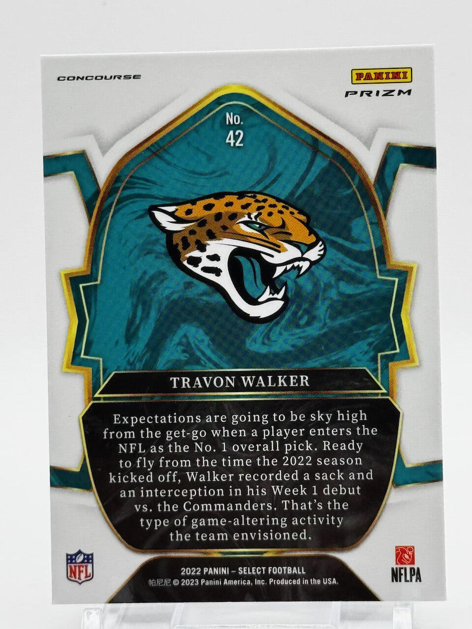 2022 Panini Select Concourse Prizm Rookie Refractor Travon Walker #42 Jaguars RC