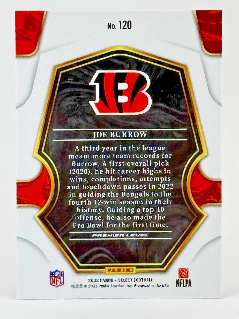 🏈 2022 Panini Select Premier Level #120 Joe Burrow 🏈