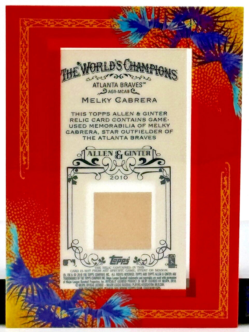 2010 Topps Allen & Ginter's #MGRMCAB Mini Relic Game Used Bat - Melky Cabrera