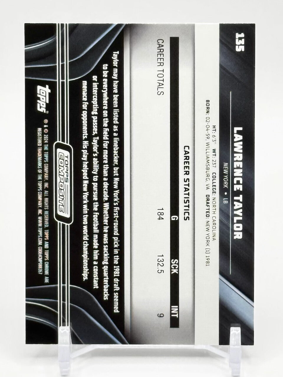 2023 Topps Composite Chrome Black LAWRENCE TAYLOR Insert #135 - NY Giants