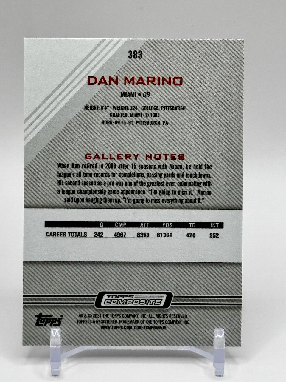 2023 Topps Composite Gallery - DAN MARINO - Miami Dolphins - #383