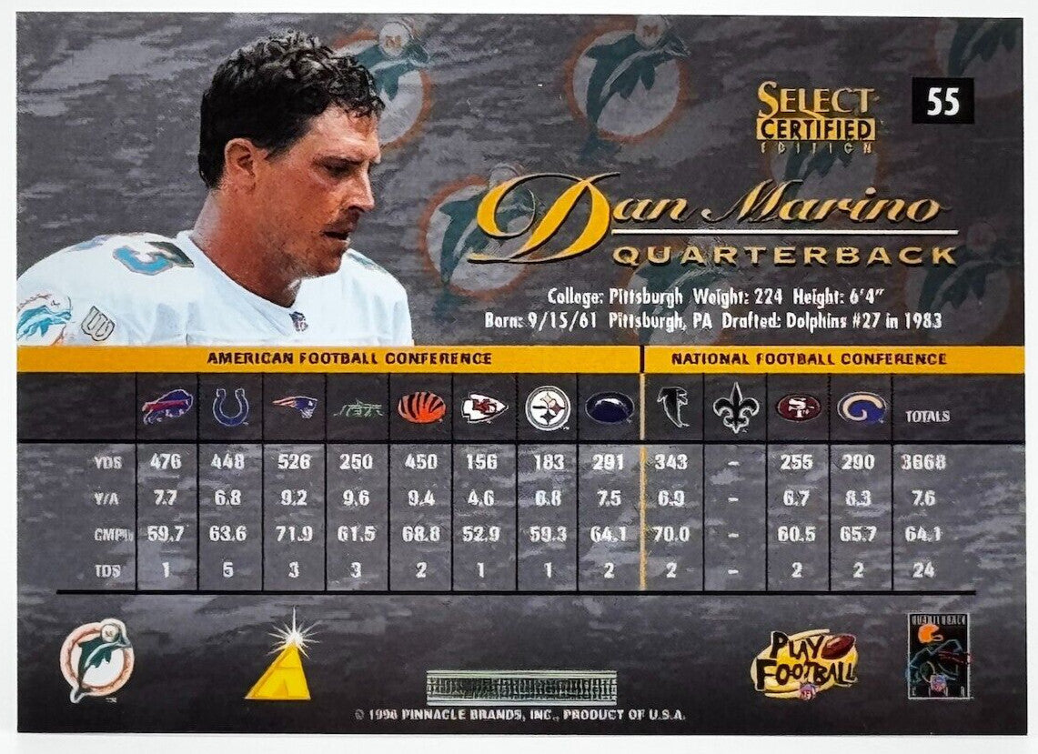 1996 Select Certified Edition - Silver - #55 Dan Marino (HOF)