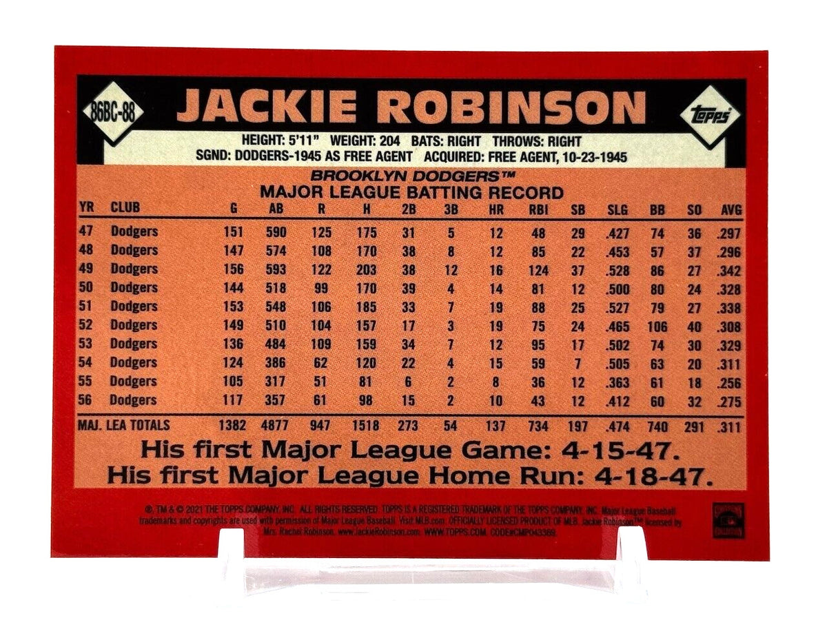 2021 Topps Silver Pack MOJO 1986 Topps Chrome Baseball #86BC-88 Jackie Robinson
