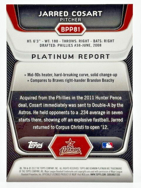 2012 Bowman Platinum - Prospects Jarred Cosart #BPP81 Green Refractor /399
