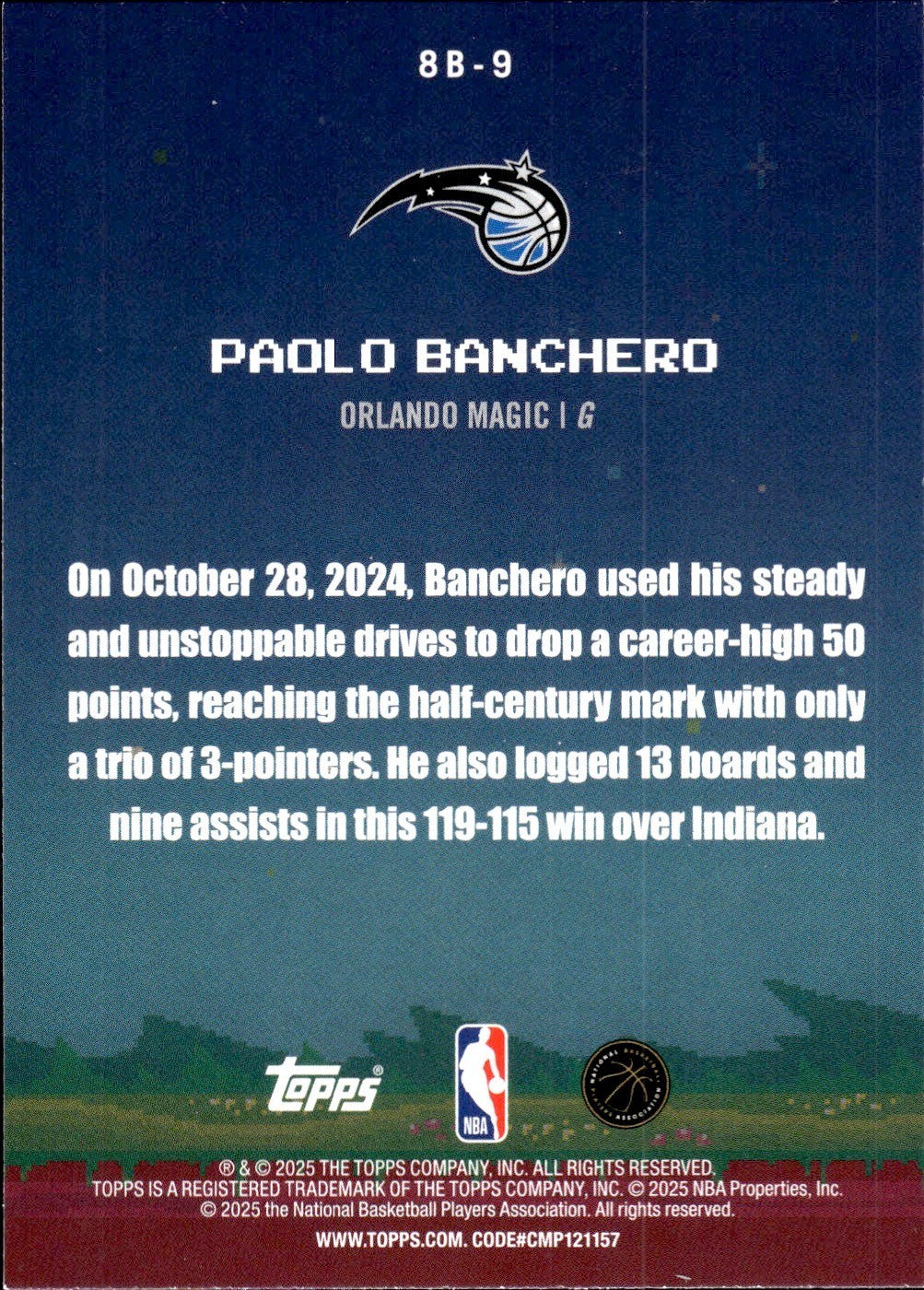 2025-26 Topps Basketball #8B-9 Paolo Banchero 8-Bit Ballers Insert