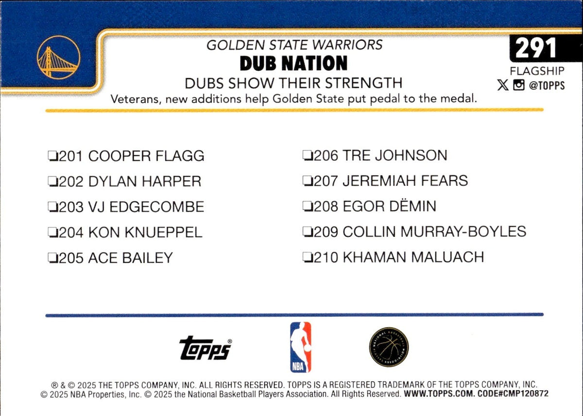 2025-26 Topps Basketball #291 Dub Nation - Steph Curry - SEASON TIP OFF