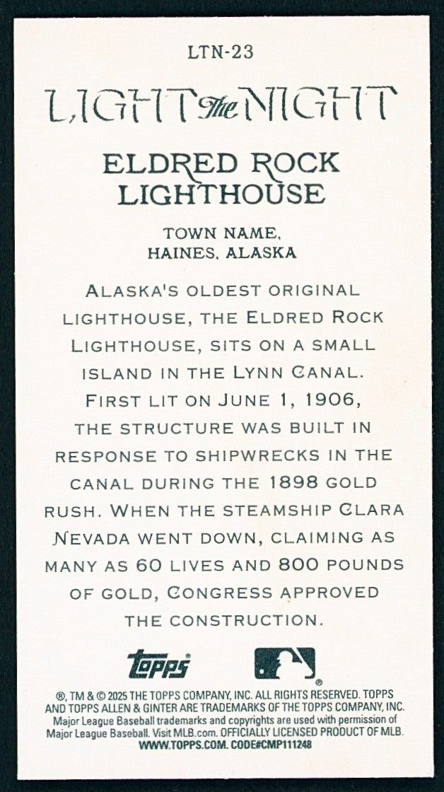 2025 Topps Allen & Ginter #LTN-23 Light the Night MINI - Eldred Lock Lighthouse