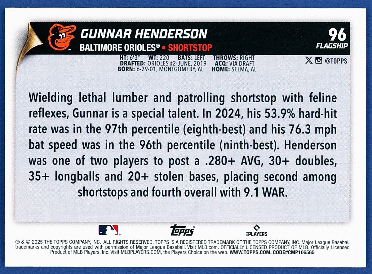 2025 Topps Flagship Collection #96 Gunnar Henderson