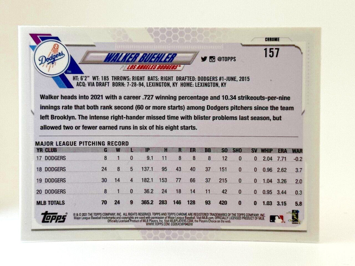 2021 Topps Chrome Prism Refractor - #157 Walker Buehler - Dodgers