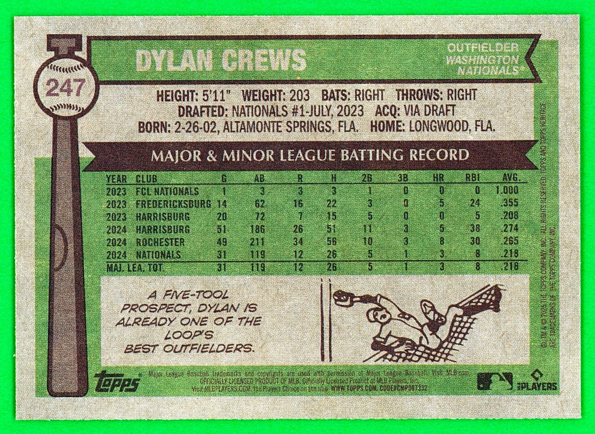 ⚾️ 2025 Topps Heritage #247 - Dylan Crews (RC) Rookie