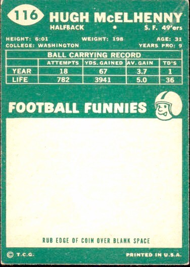 1960 Topps - #116 Hugh McElhenny (HOF) - 49ers - EX/EX+