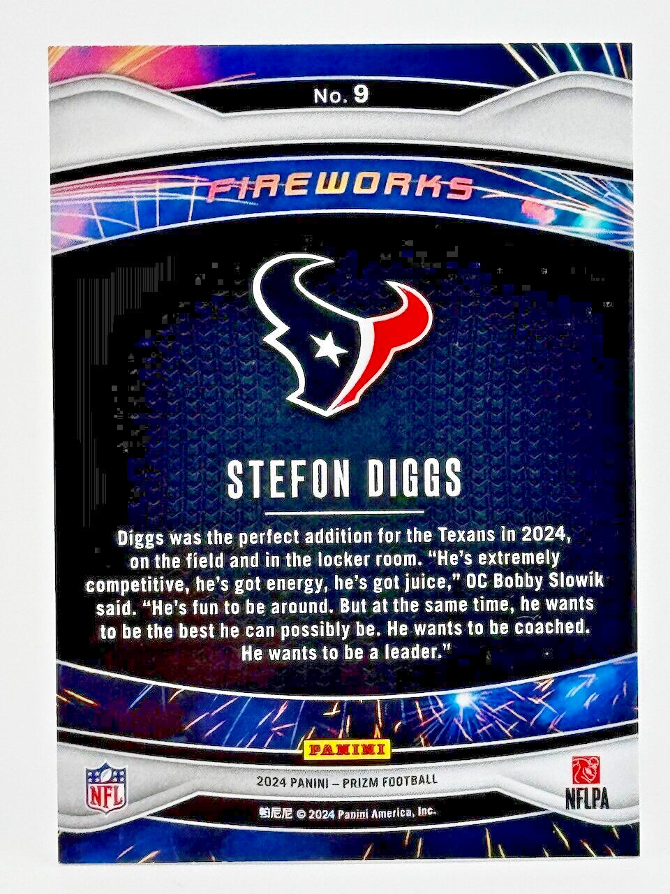 🏈 2024 Panini Prizm #9 FIREWORKS Stefon Diggs - Texans