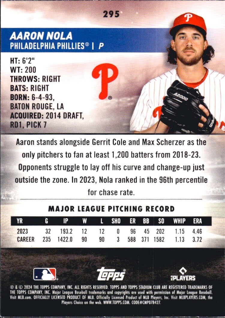 2024 Topps Stadium Club #295 Aaron Nola - Phillies