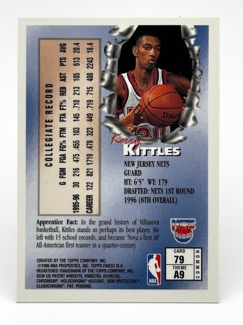 1996-97 Topps Finest Apprentices Bronze w/ COATING #79 Kerry Kittles (RC) Rookie