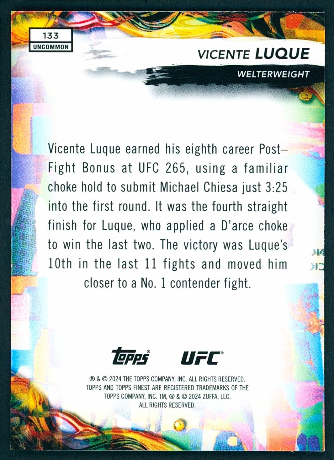 🥊 2024 Topps Finest UFC #133 Uncommon - Vincente Luque