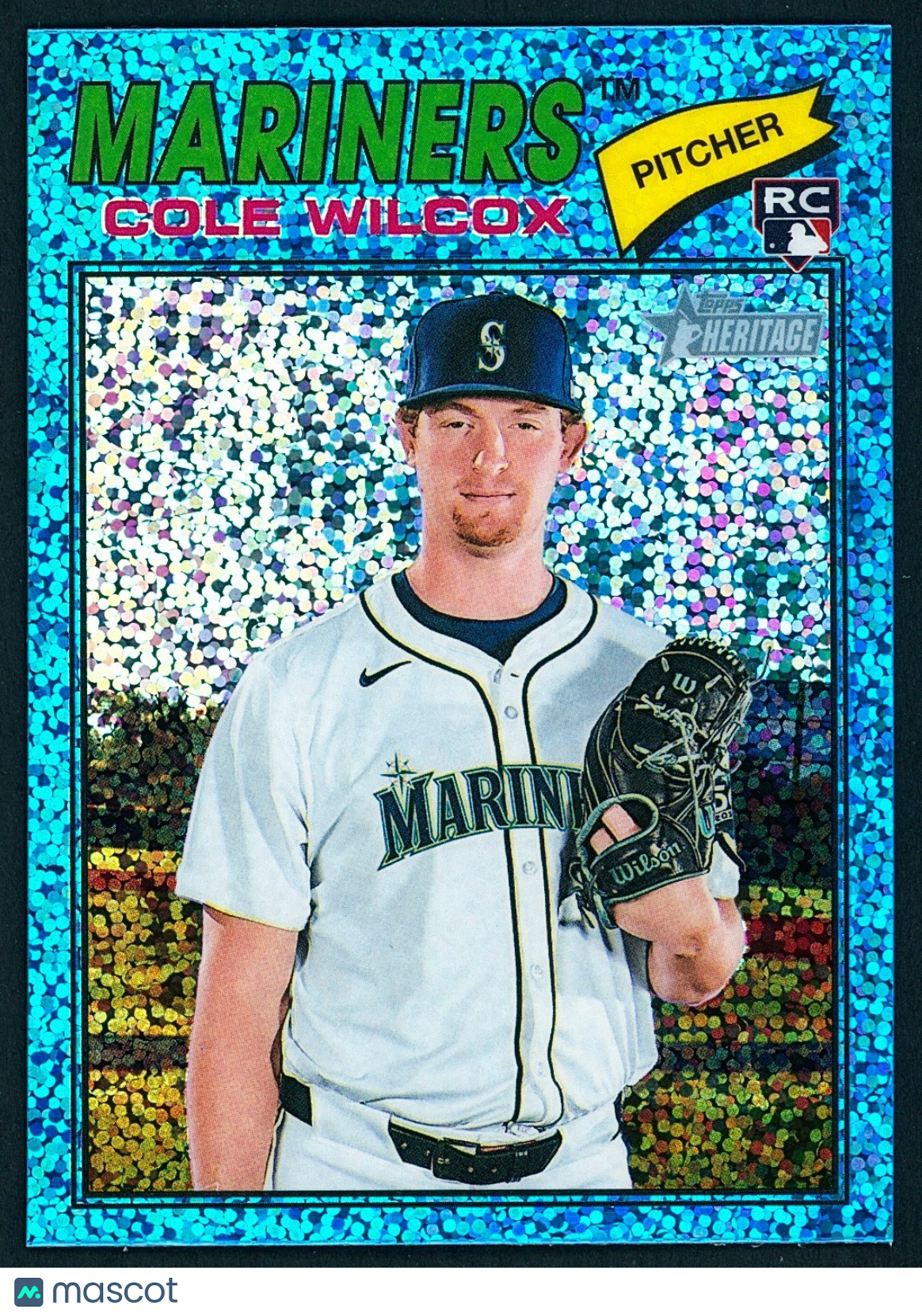 2026 Topps Heritage #155 Light Blue Sparkle - Cole Wilcox - Mariners