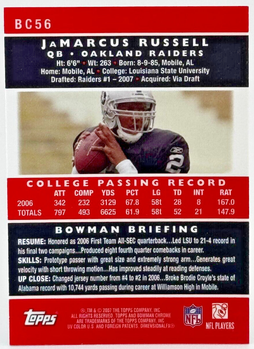2007 Bowman Chrome #BC56 JaMarcus Russell (RC) Rookie