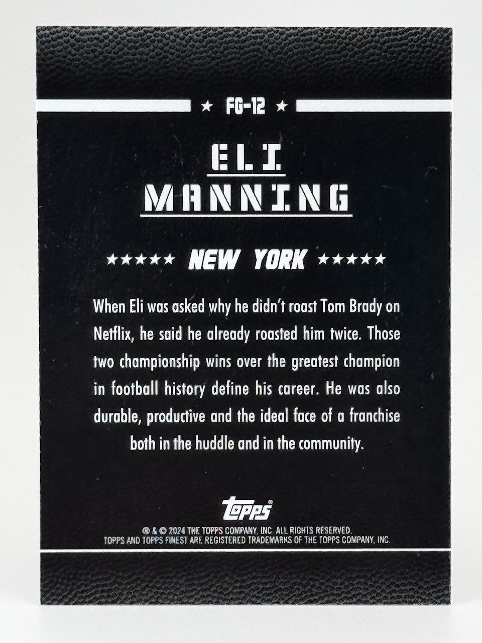 🏈 2024 Topps Finest #FG-12 Field Generals Checkerboard Refractor - Eli Manning