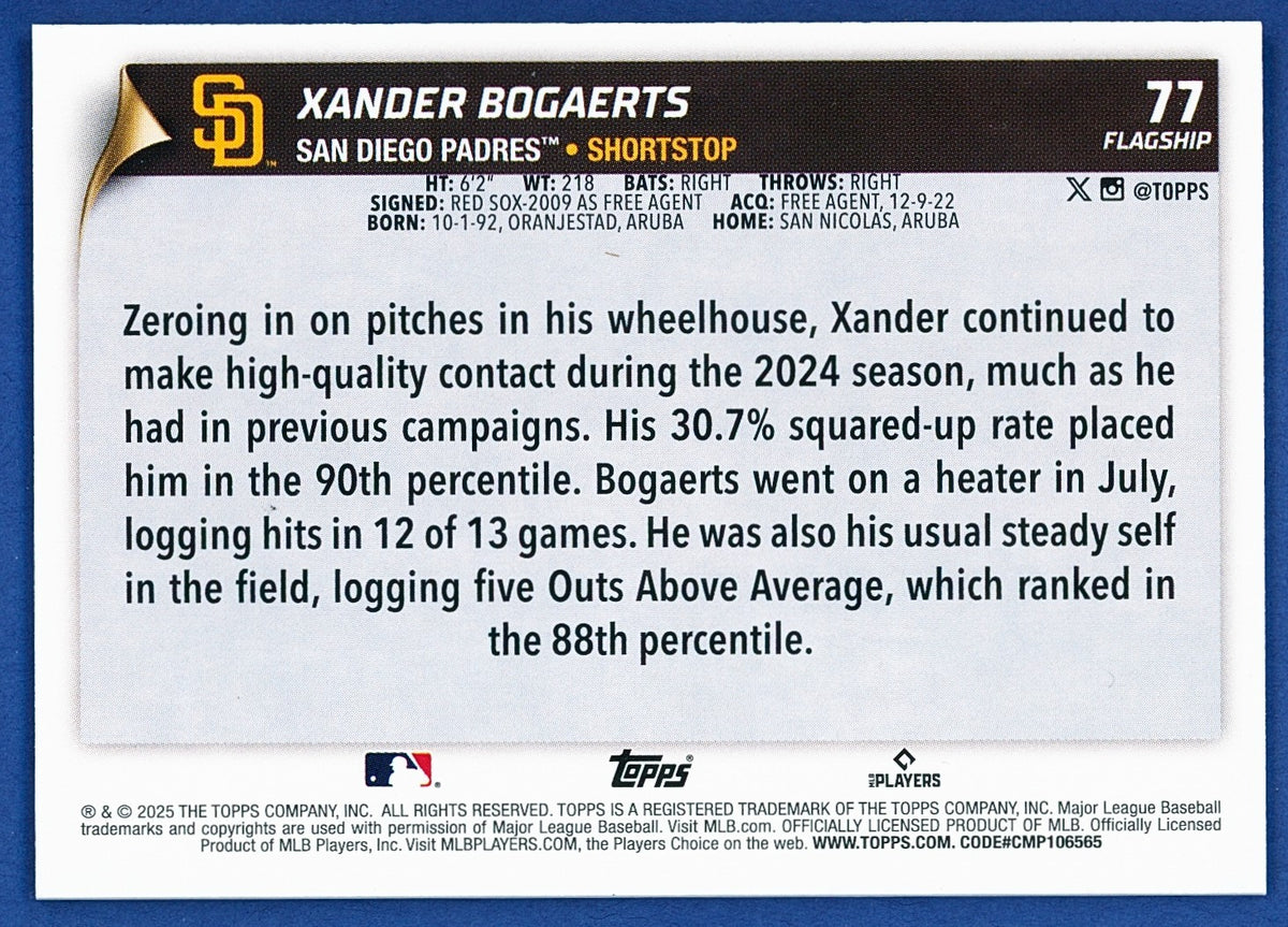 2025 Topps Flagship Collection #77 Xander Bogaerts