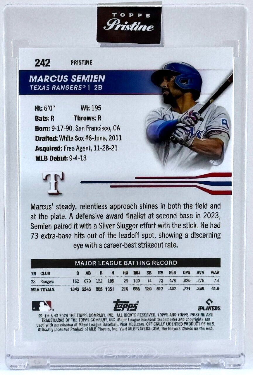 2024 Topps Pristine #242 Pristine Refractor - Encased - Marcus Semien - Rangers