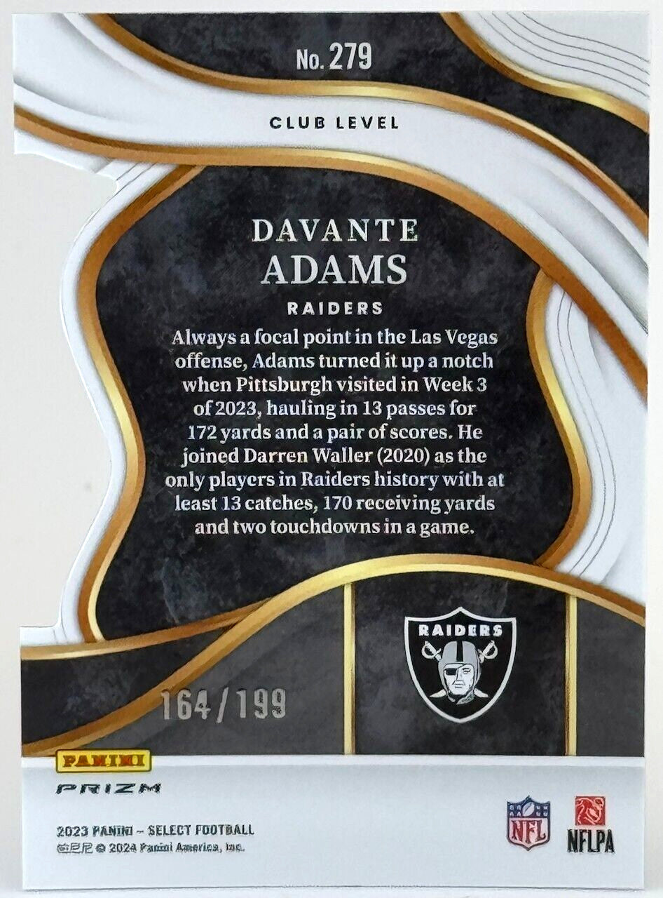 🏈 2023 Panini Select Club Level 164/199 White Prizm Die-Cut #279 Davante Adams