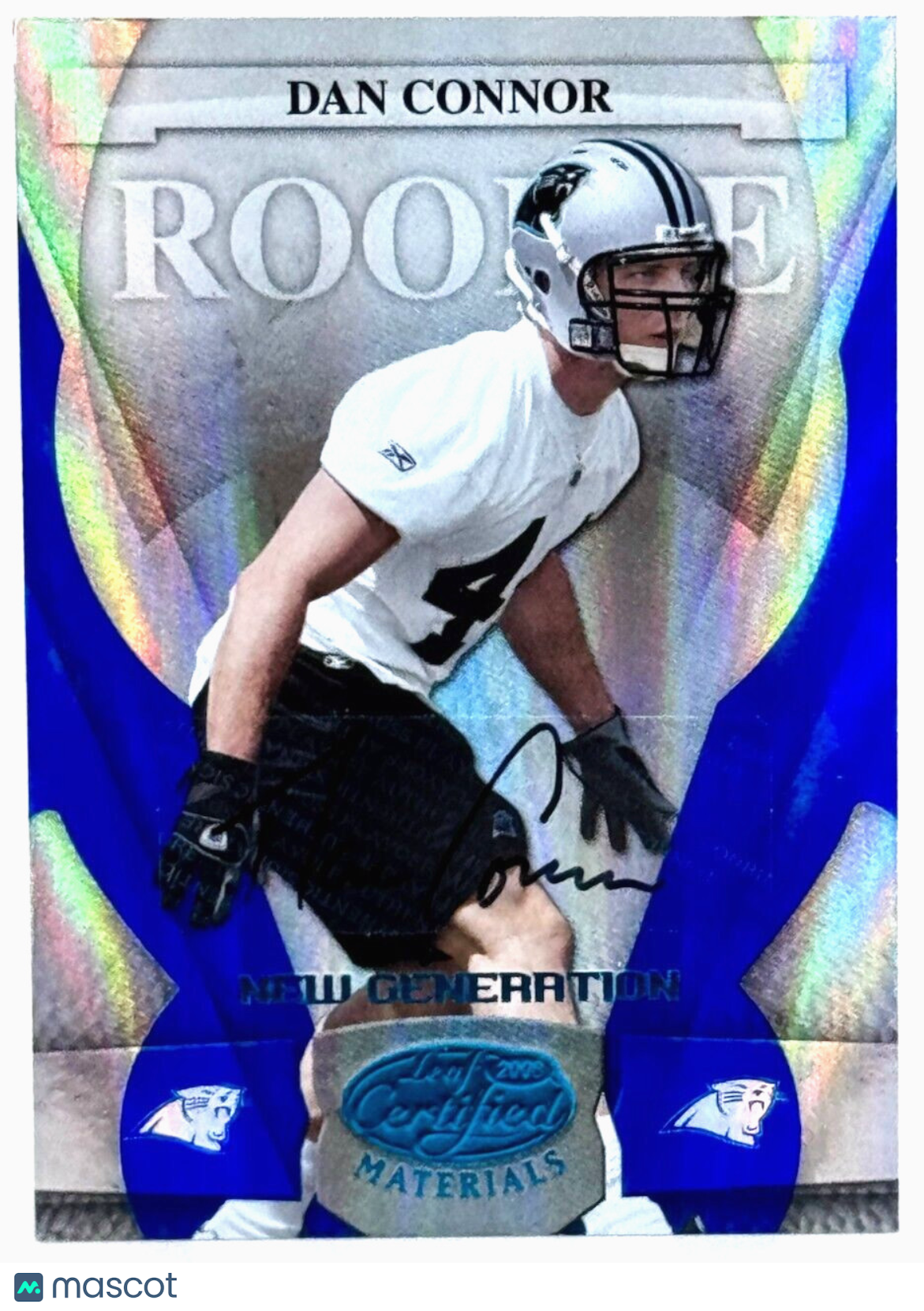 2008 Leaf Certified Materials Mirror Blue Rookie Auto AU (30/50) Dan Connor (RC)