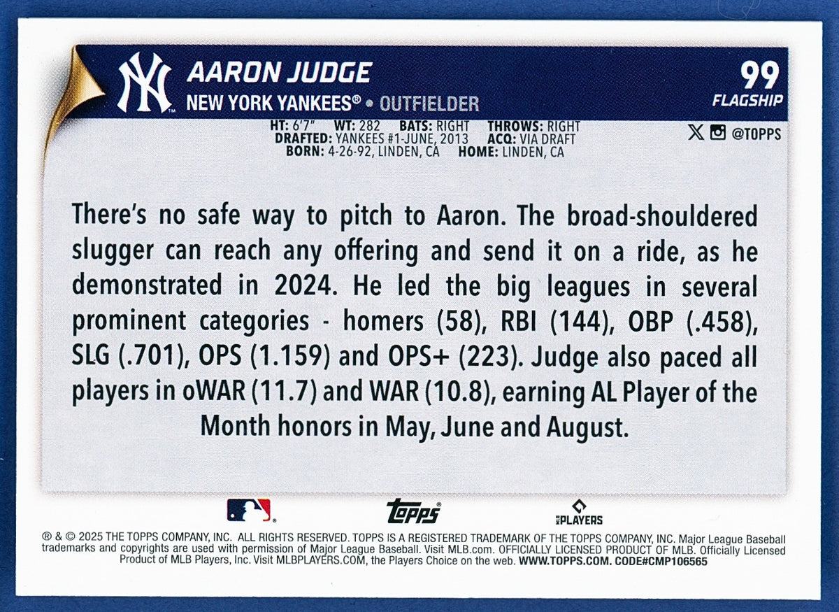 2025 Topps Flagship Collection #99 Aaron Judge