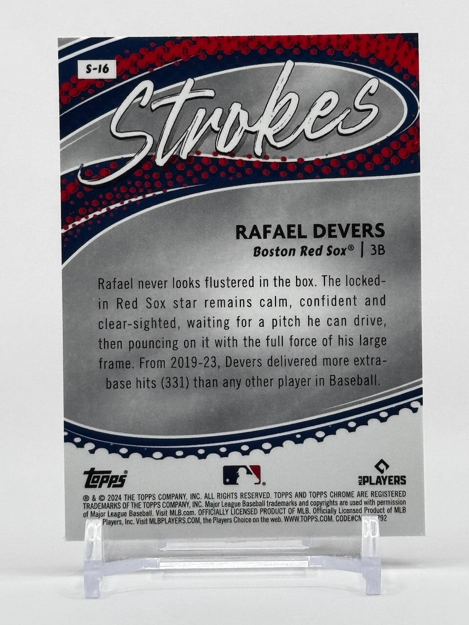 2024 TOPPS CHROME - STROKES REFRACTOR - #S-16 - RAFAEL DEVERS - RED SOX