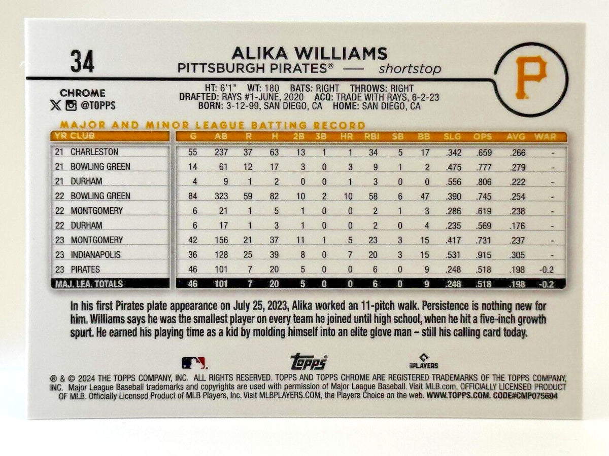 2024 Topps Chrome Prism Refractor #34 Alika Williams (RC)