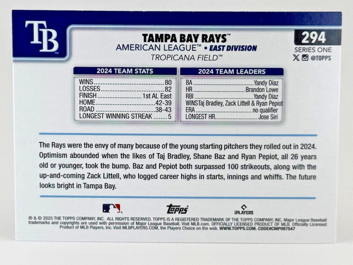 ⚾️ 2025 Topps Series 1 #294 Topps Logo Foilboard - Tampa Bay Rays