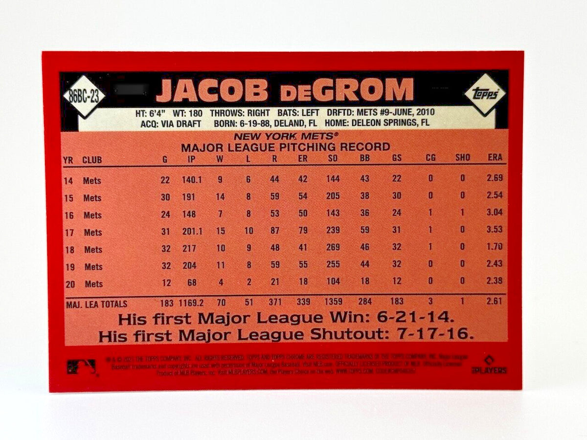 2021 Topps Chrome Refractor - 1986 Topps Baseball #86BC-23 Jacob deGrom