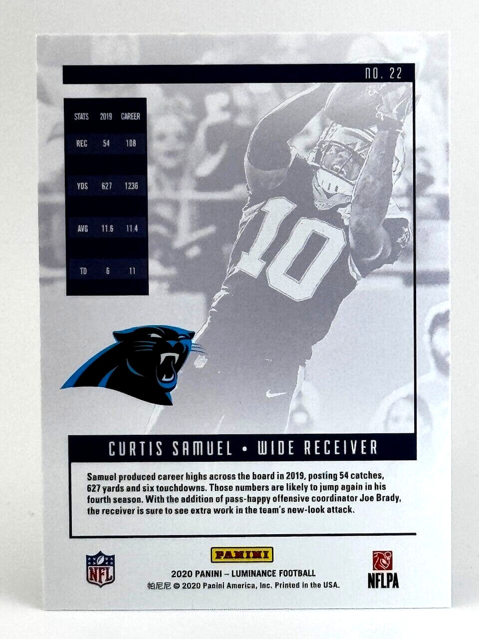 2020 Panini Luminance - #22 Curtis Samuel - Panthers