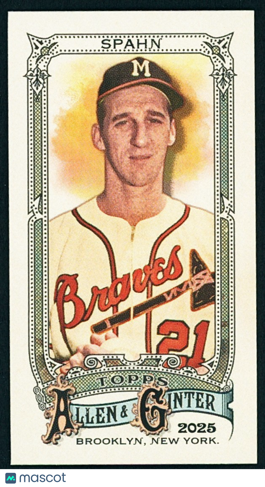 2025 Topps Allen & Ginter #33 Warren Spahn HOF Mini Parallel