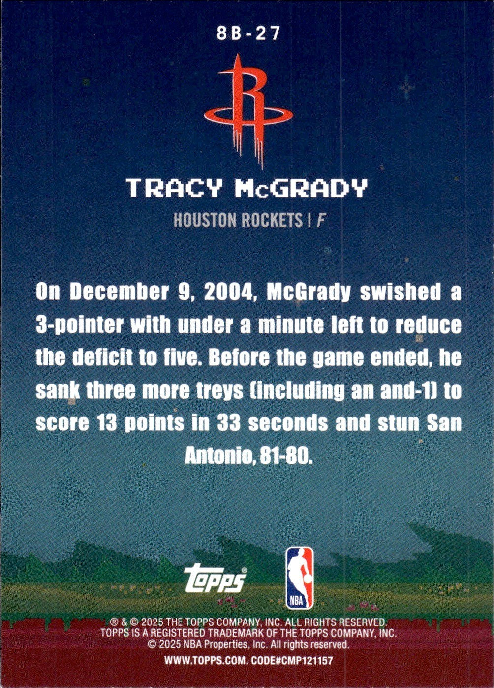 2025-26 Topps Basketball #8B-27 8-Bit Ballers - Tracy McGrady (HOF)
