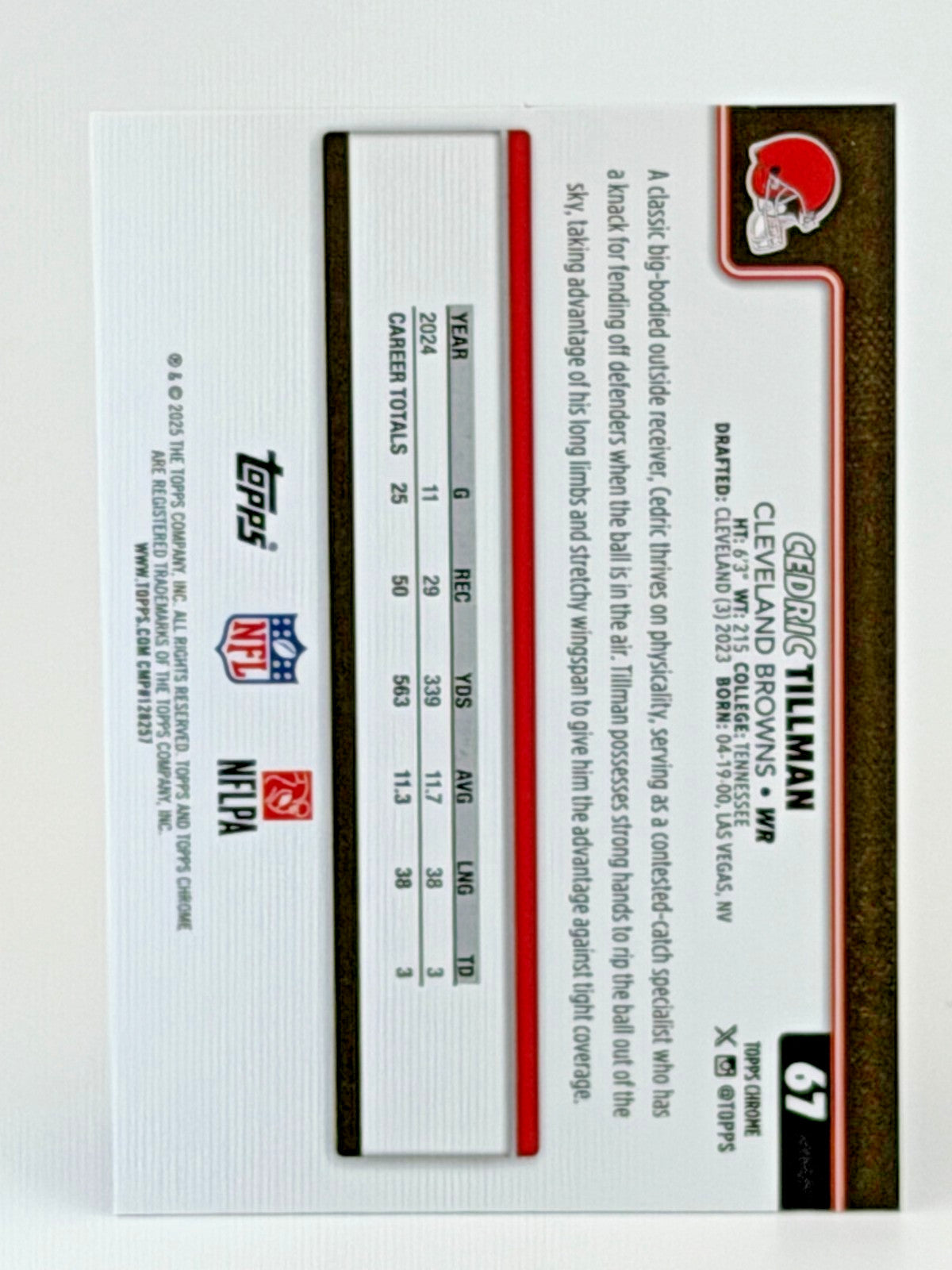 🏈 2025 Topps Chrome Football #67 George Tillman X-FRACTOR
