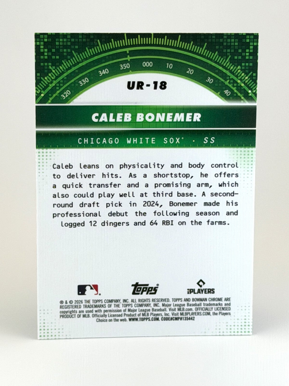 ⚾️ 2026 Bowman Chrome - Caleb Bonemer - Under the Radar Refractor #UR-18