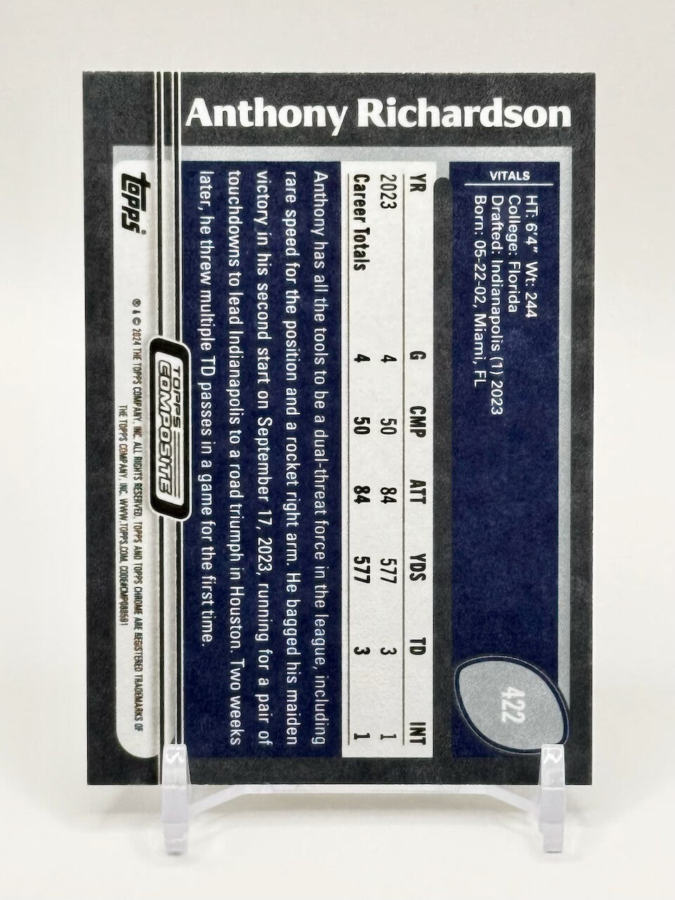 2023 Topps Composite Archives ANTHONY RICHARDSON RC - Rookie! #422