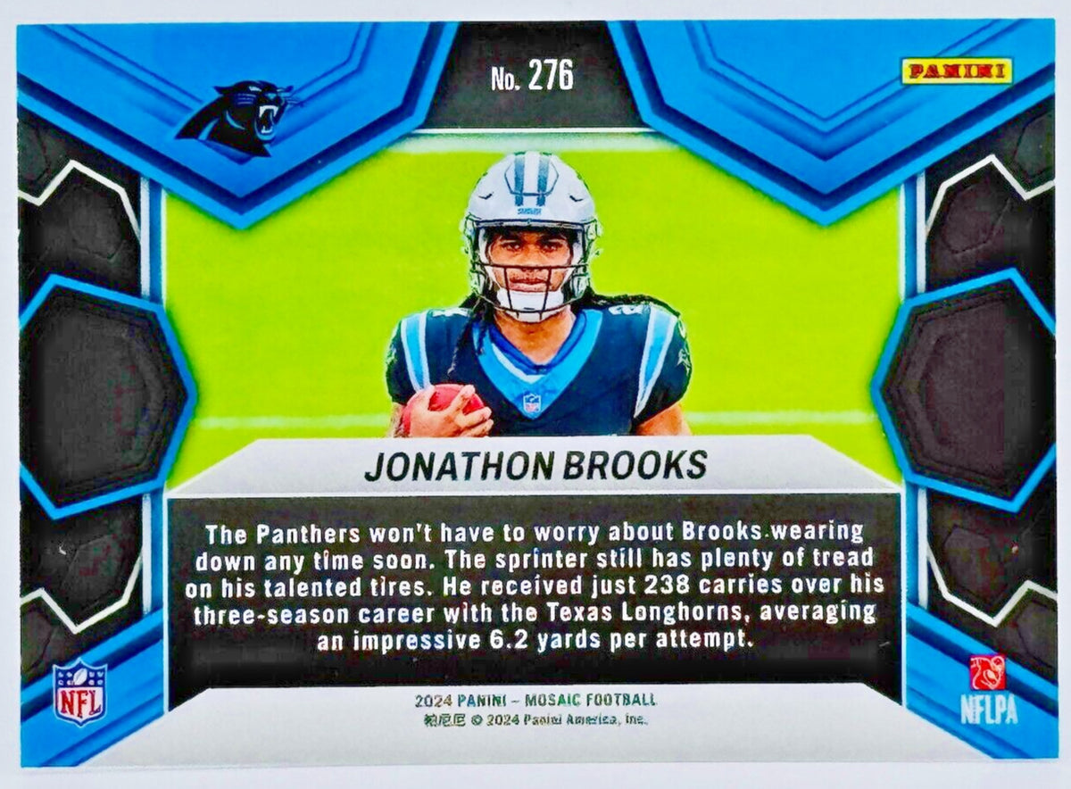🏈 2024 Panini Mosaic #276 (RC) Rookie NFL DEBUT - Jonathan Brooks - Panthers 🏈