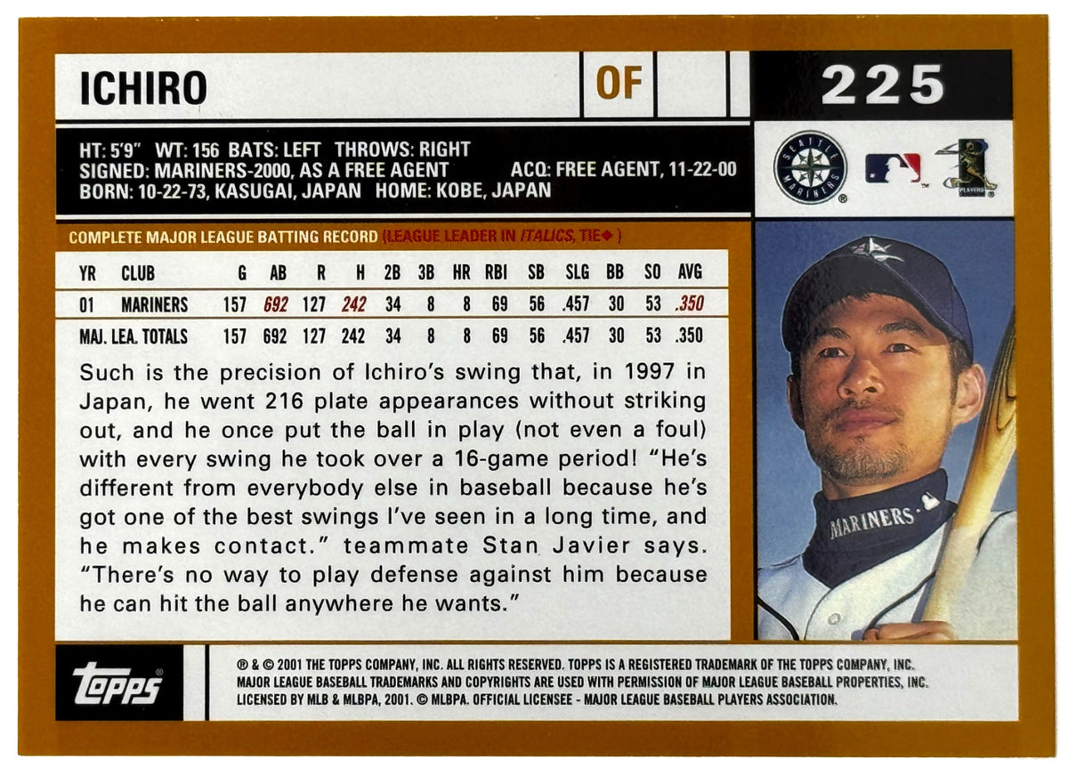 2002 Topps - Ichiro Suzuki (HOF) #225 Rookie Cup 2nd Year Card - Centered