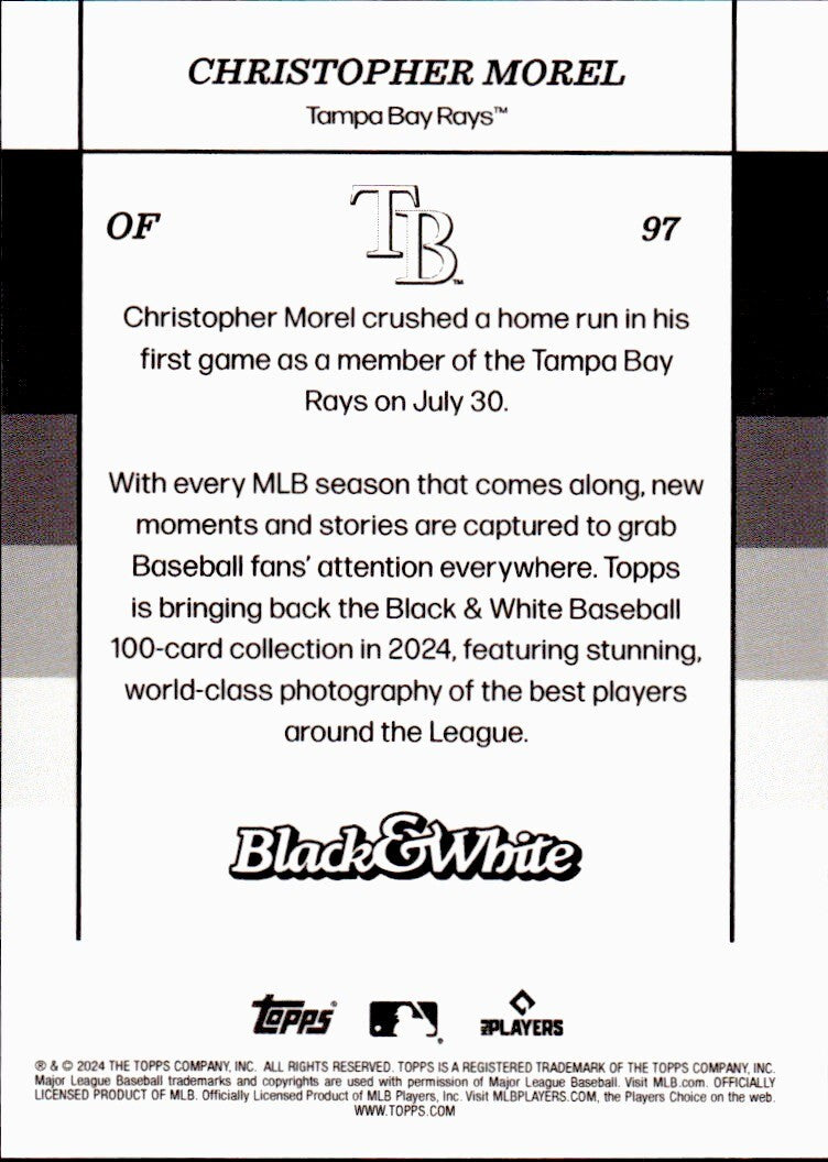 ⚾️ 2024 Topps Black & White Baseball #97 Christopher Morel - Rays