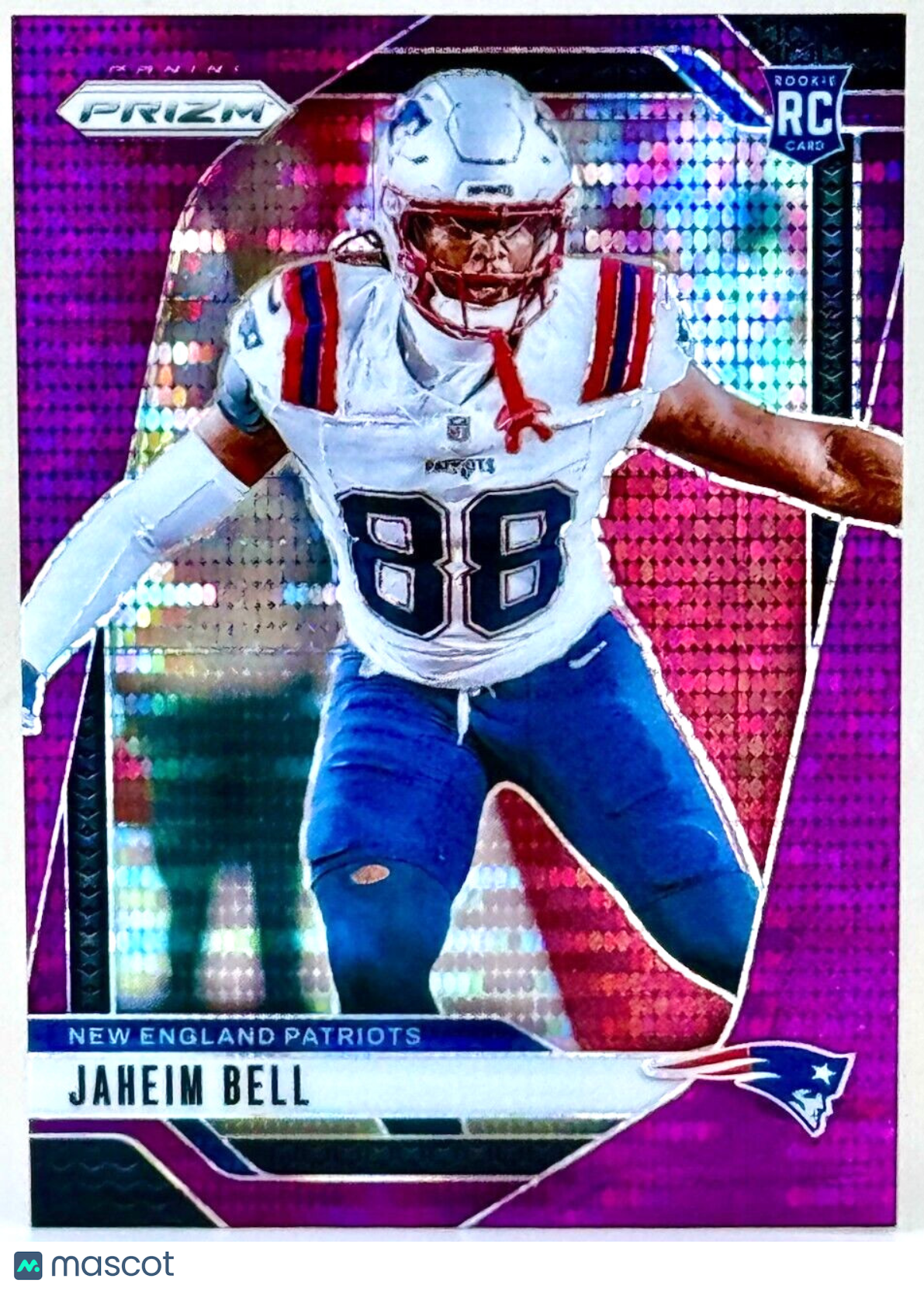 🏈 2024 Panini Prizm #337 Purple Pulsar Prizm - Jaheim Bell (RC) Rookie Patriots