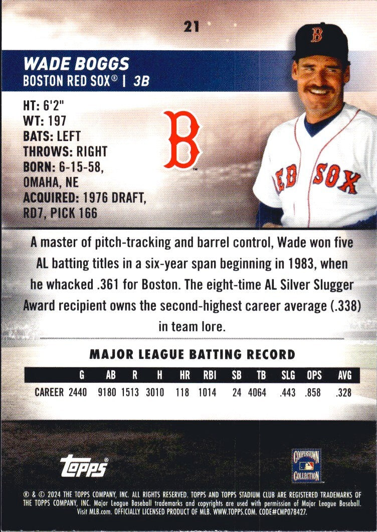 2024 Topps Stadium Club - Red Foil - #21 Wade Boggs (HOF)