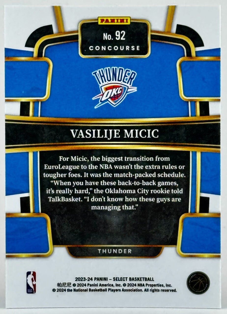 🏀 2023-24 Panini Select - Concourse Blue #92 Vasilije Micic (RC) Rookie