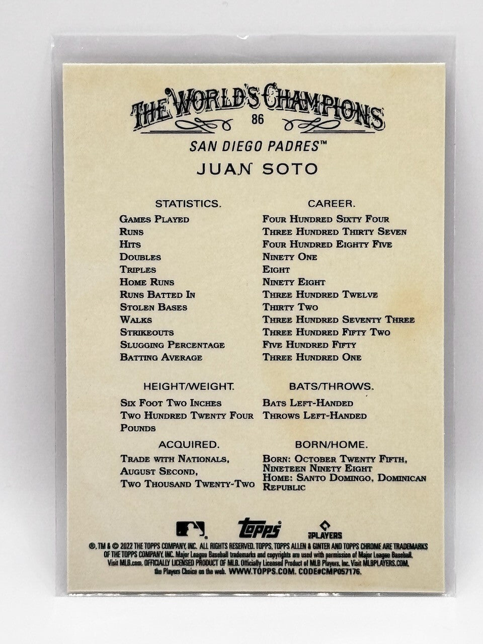 2022 Topps Allen & Ginter Chrome - #86 Juan Soto - Padres