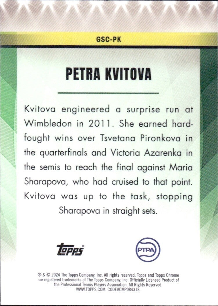 2024 Topps Chrome Tennis - Grand Slam Champion - Petra Kvitova #GSC-PK